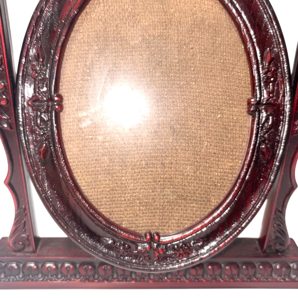 Vintage Ornate Oval Swivel Faux Wood Tilt Picture Frame 5" x 7" BRITISH~MCM - Picture 7 of 16